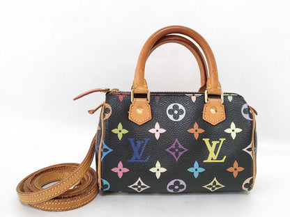 LOUIS VUITTON Monogram Multicolore Louis Vuitton Mini Speedy Black Multicolore Monogram Gold Hardware Handbag
