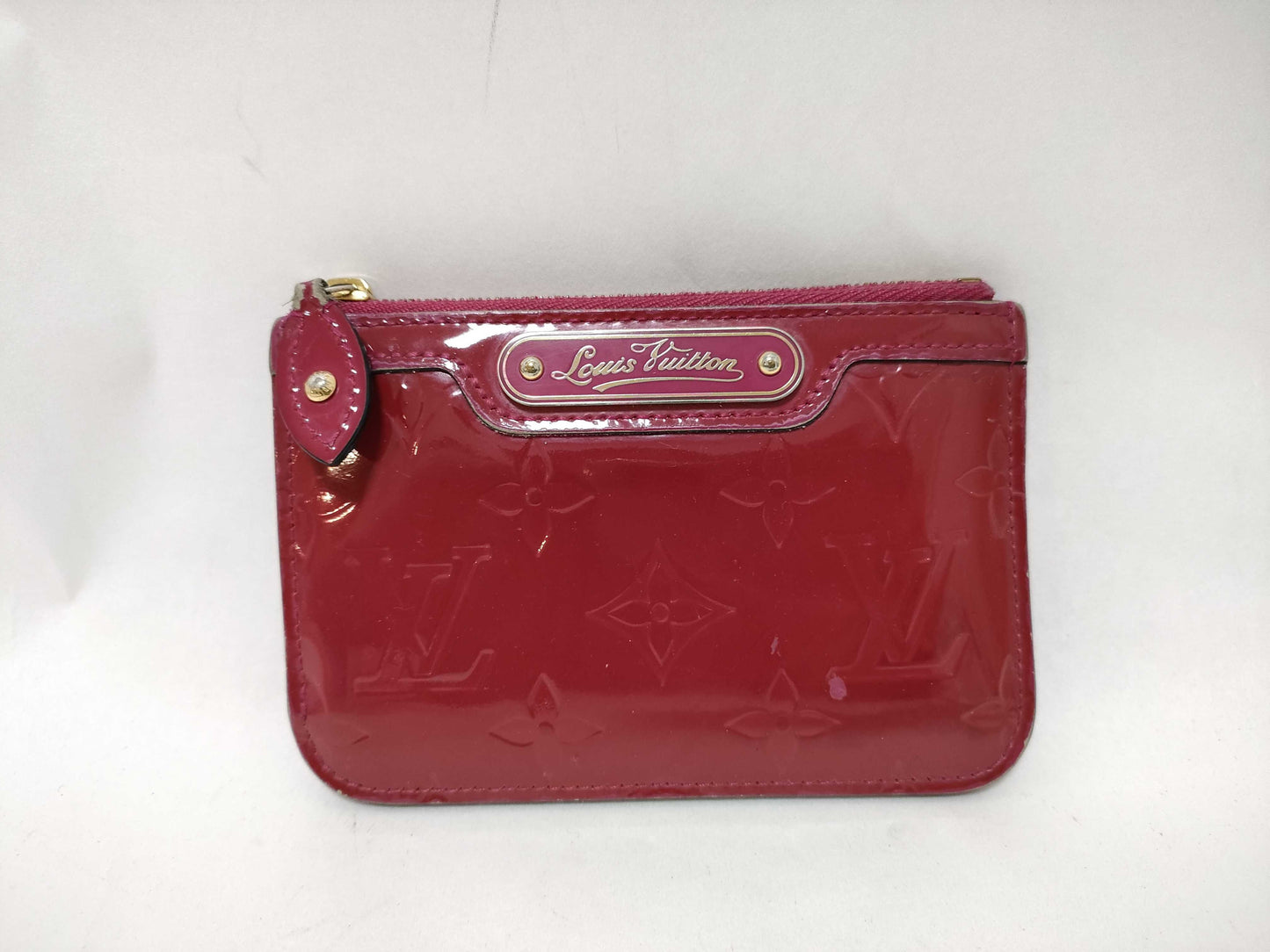 LOUIS VUITTON Vernis Pochette Cle Red Key Case/Coin Case