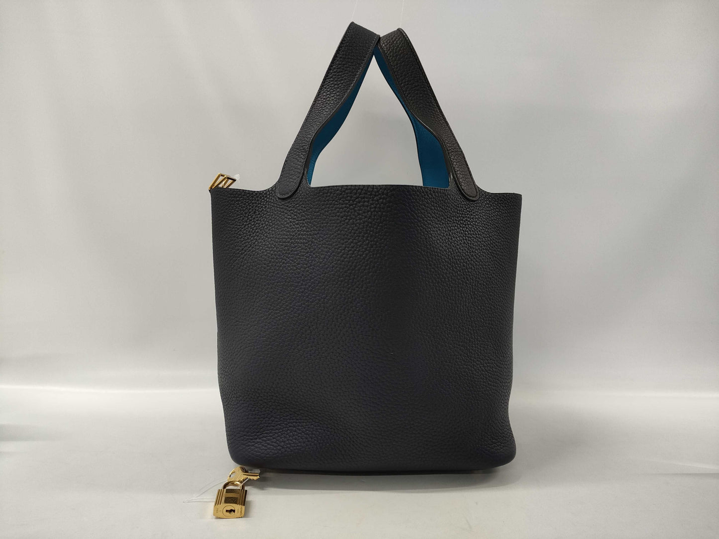 HERMES Picotin Lock MM Kazak 22 Taurillon Black/Blue Zanzibar Y Stamp Handbag