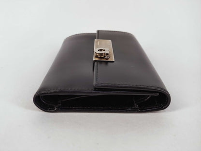 Salvatore Ferragamo Gancini Tri-fold Wallet AQ-220129 Black Leather Wallet