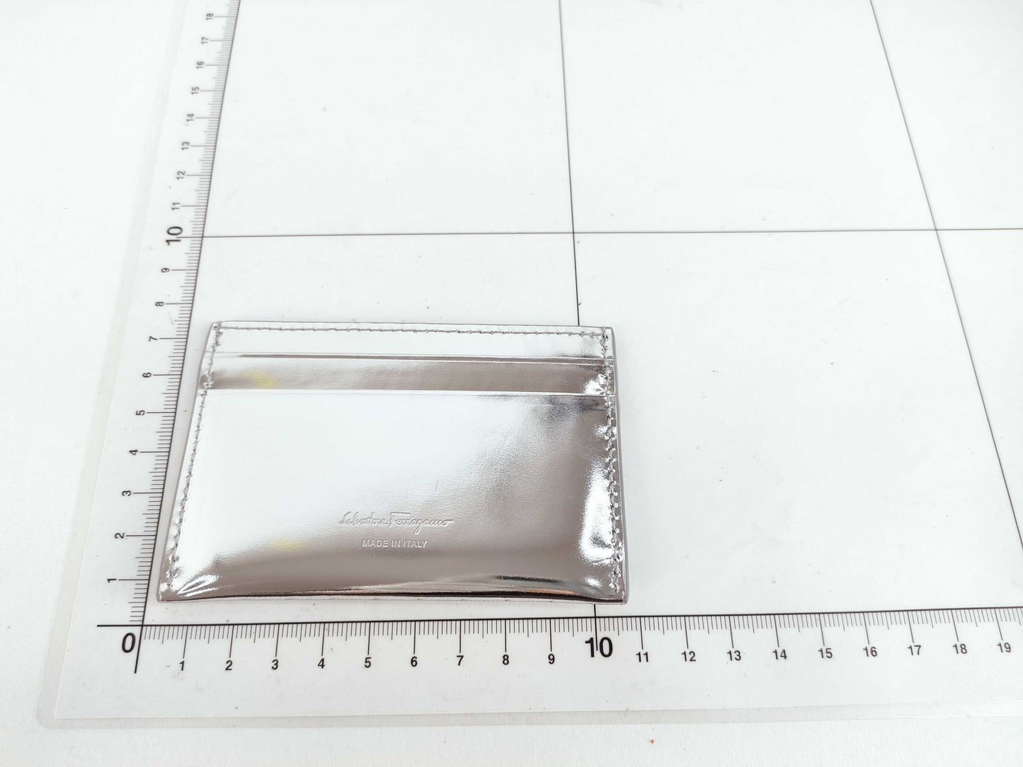 Salvatore Ferragamo Gancini Pass Case, Silver, Card Case, Pass Case, Business Card Holder