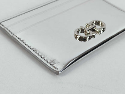 Salvatore Ferragamo Gancini Pass Case, Silver, Card Case, Pass Case, Business Card Holder