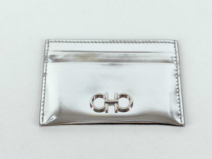 Salvatore Ferragamo Gancini Pass Case, Silver, Card Case, Pass Case, Business Card Holder