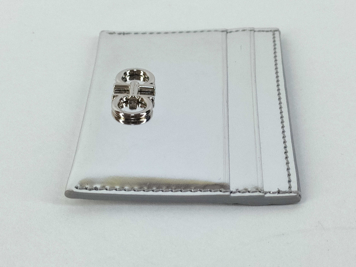 Salvatore Ferragamo Gancini Pass Case, Silver, Card Case, Pass Case, Business Card Holder