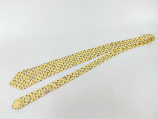 HERMES Yellow Dolphin Print Tie Other Accessories