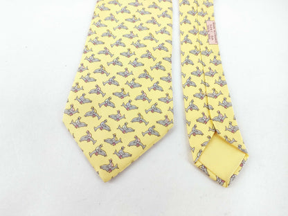 HERMES Yellow Dolphin Print Tie Other Accessories
