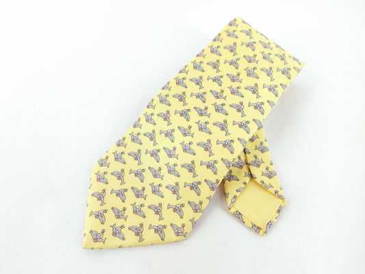 HERMES Yellow Dolphin Print Tie Other Accessories