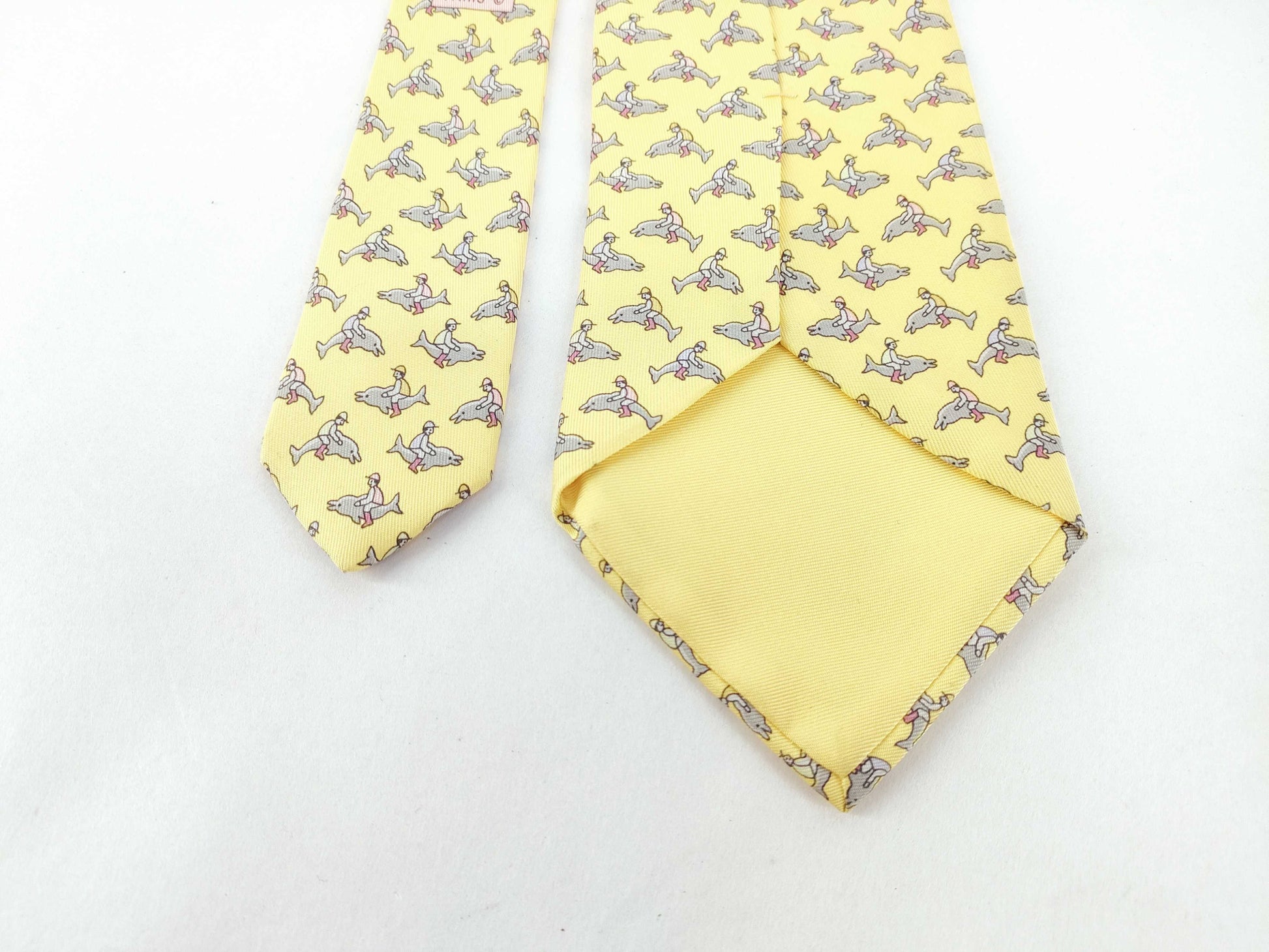 HERMES Yellow Dolphin Print Tie Other Accessories