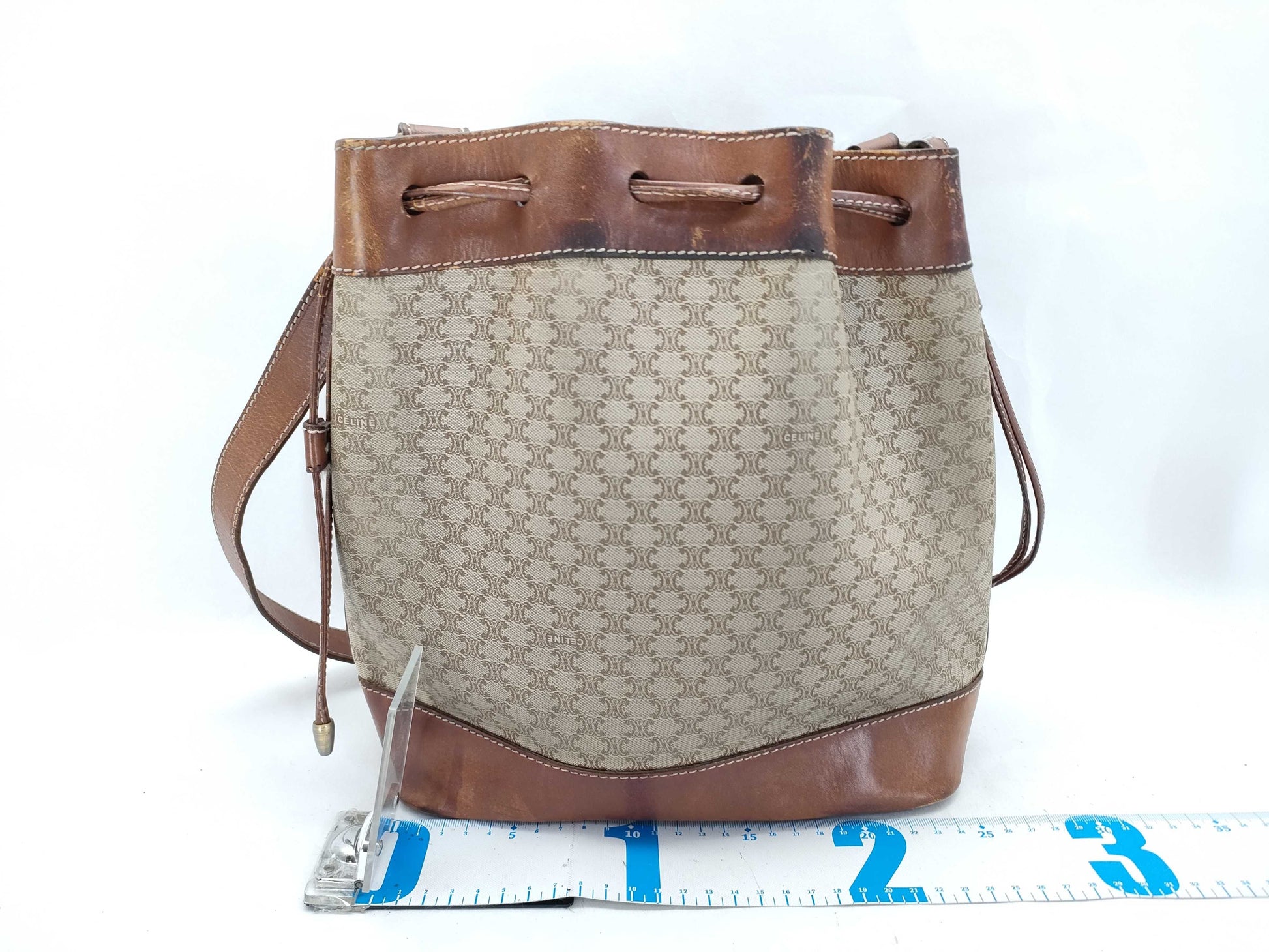 CELINE Macadam Drawstring Shoulder Bag