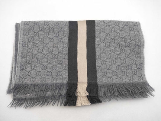 GUCCI GG logo scarf, gray