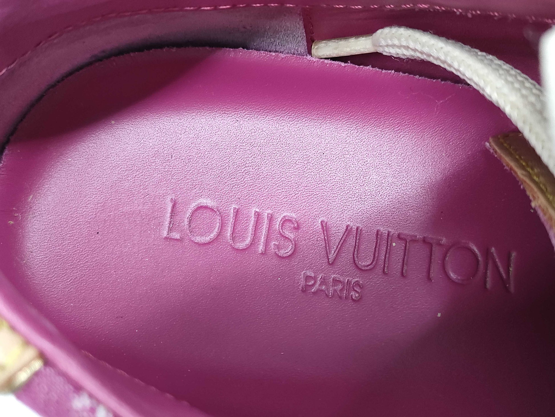 LOUIS VUITTON LV Monogram Denim Leather Sneakers Pink Size 36