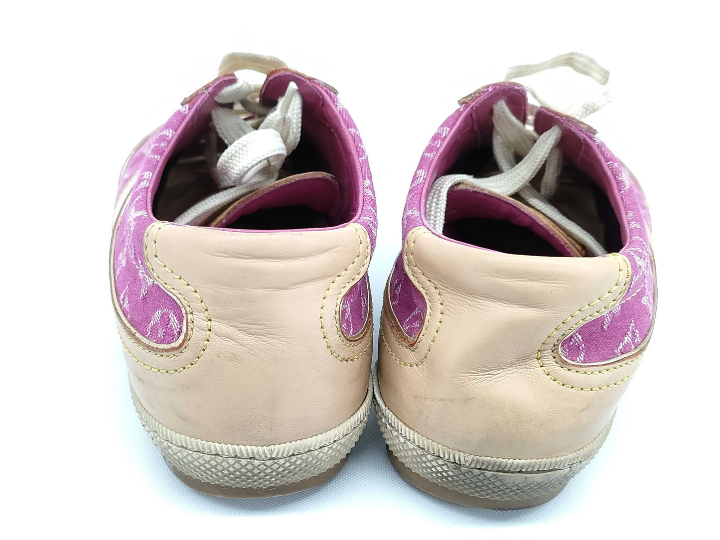 LOUIS VUITTON LV Monogram Denim Leather Sneakers Pink Size 36