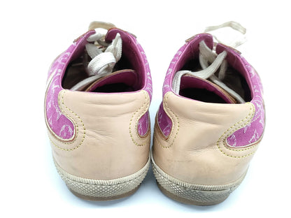 LOUIS VUITTON LV Monogram Denim Leather Sneakers Pink Size 36