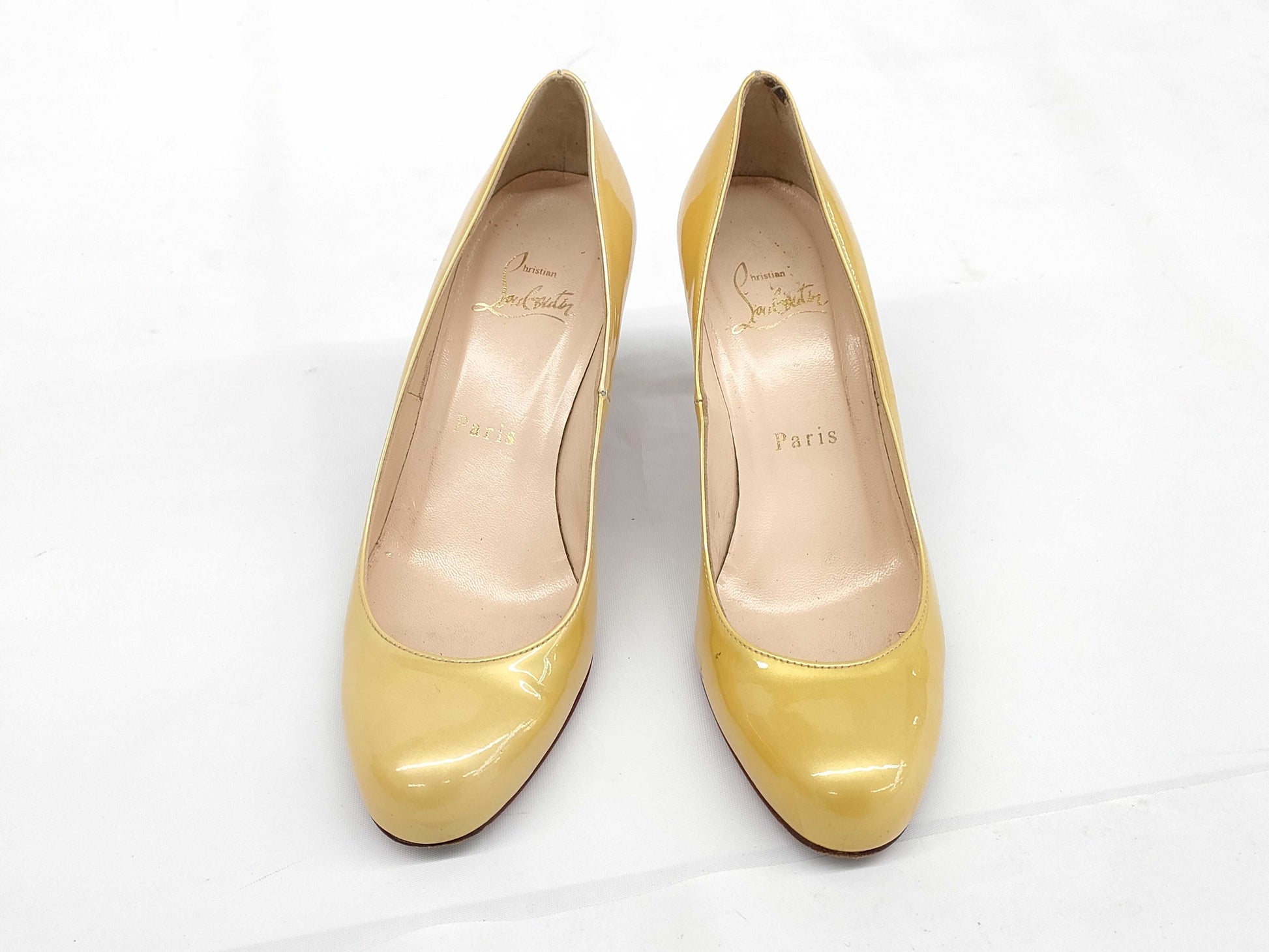 Christian Louboutin Patent Pumps, Yellow, Size 35.5