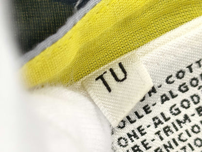 HERMES Poncho, White/Yellow Cotton, Size TU