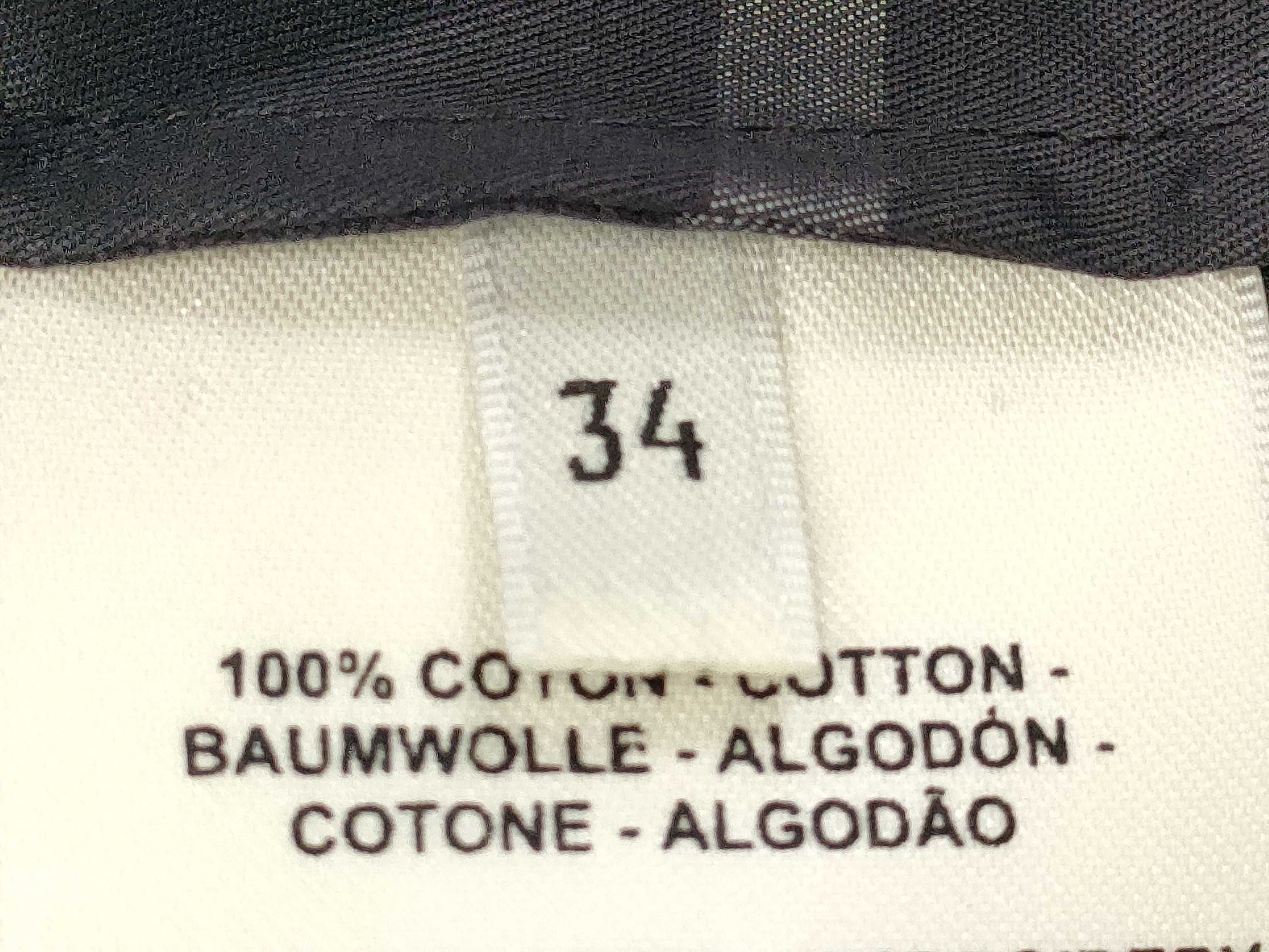 HERMES Zip-Up Check Shirt with Turn-Lock Zipper, Black Cotton, Size 34