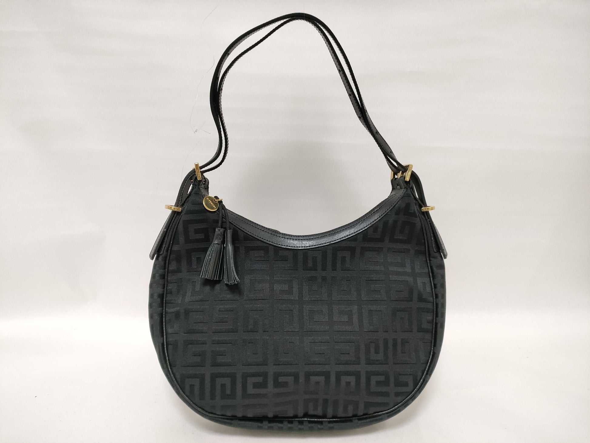 GIVENCHY Givenchy 4G logo all-over print shoulder bag hobo tassel black shoulder bag
