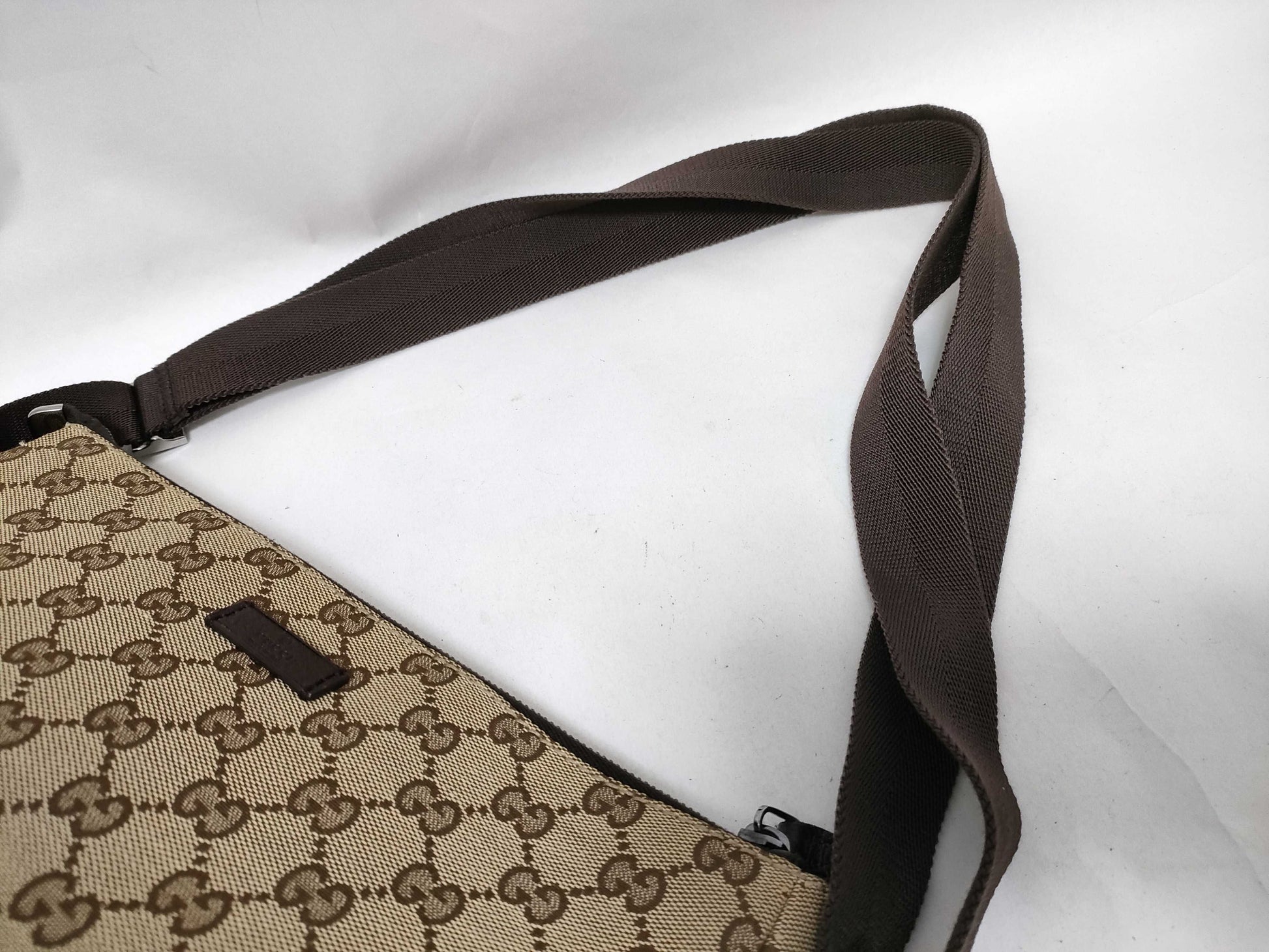 GUCCI GG Canvas Shoulder Bag, Canvas and Leather, Beige and Brown, 114273, Shoulder Bag