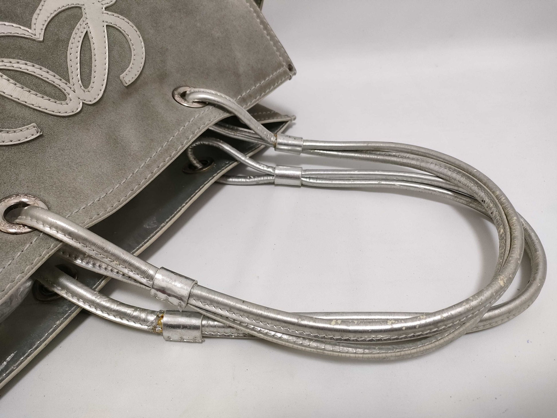 LOEWE LOEWE Suede Tote Bag Gray Silver Tote Bag