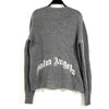 Palm Angels Back Logo Wool Blend Knit Gray Top