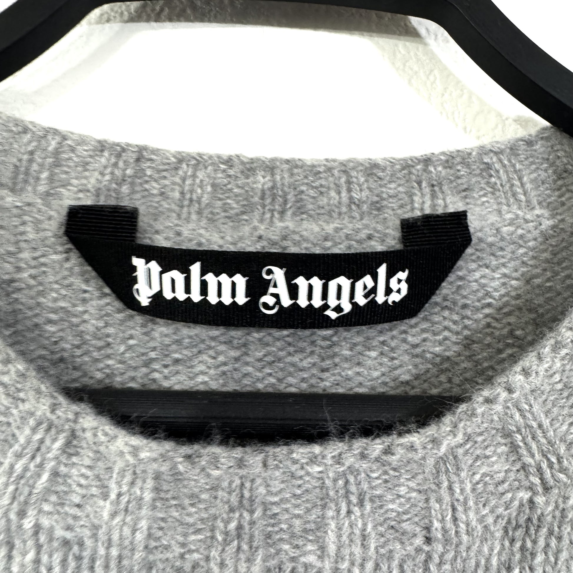 Palm Angels Back Logo Wool Blend Knit Gray Top