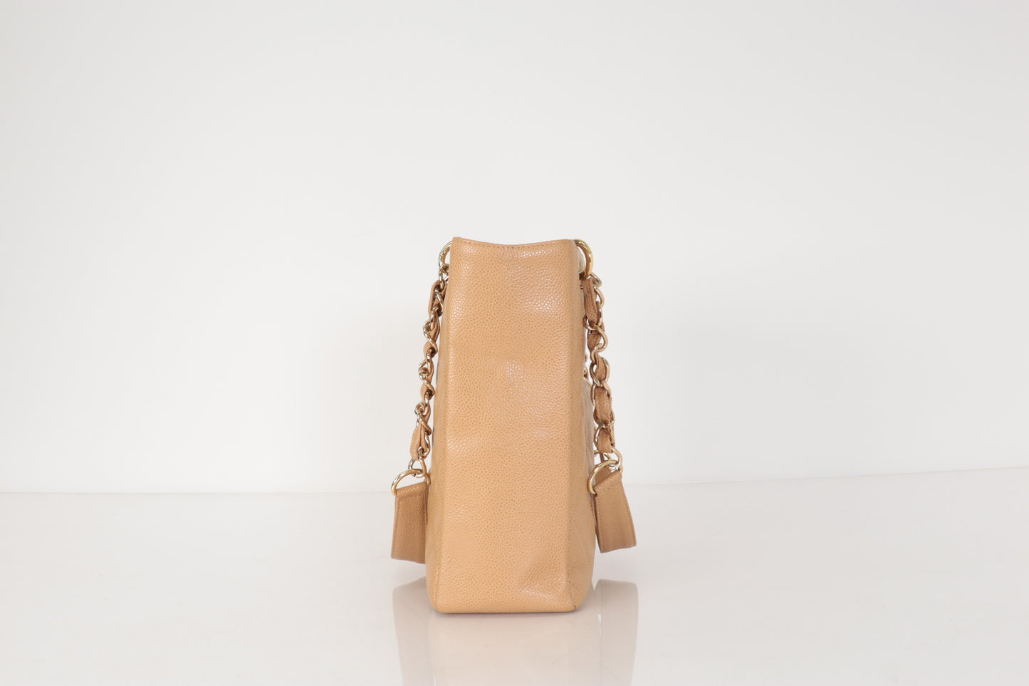 CHANEL Caviar Skin Deca Coco Caviar Chain Tote, Beige, No. 8 Tote Bag