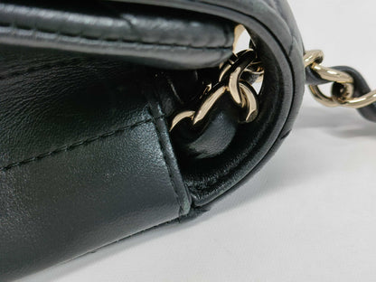 CHANEL Lambskin Chevron Single Flap V-Stitch Chain Shoulder Bag Black 29 Series Shoulder Bag