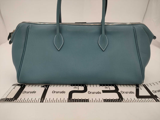 HERMES Epson Paris Bombay 40 Blue Jean Handbag with J Stamp and Silver Hardware