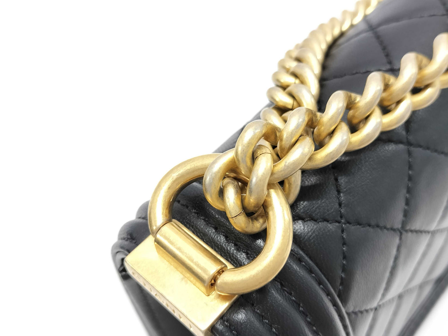 CHANEL Lambskin Boy Chanel Mini Chain Shoulder Bag Black Shoulder Bag