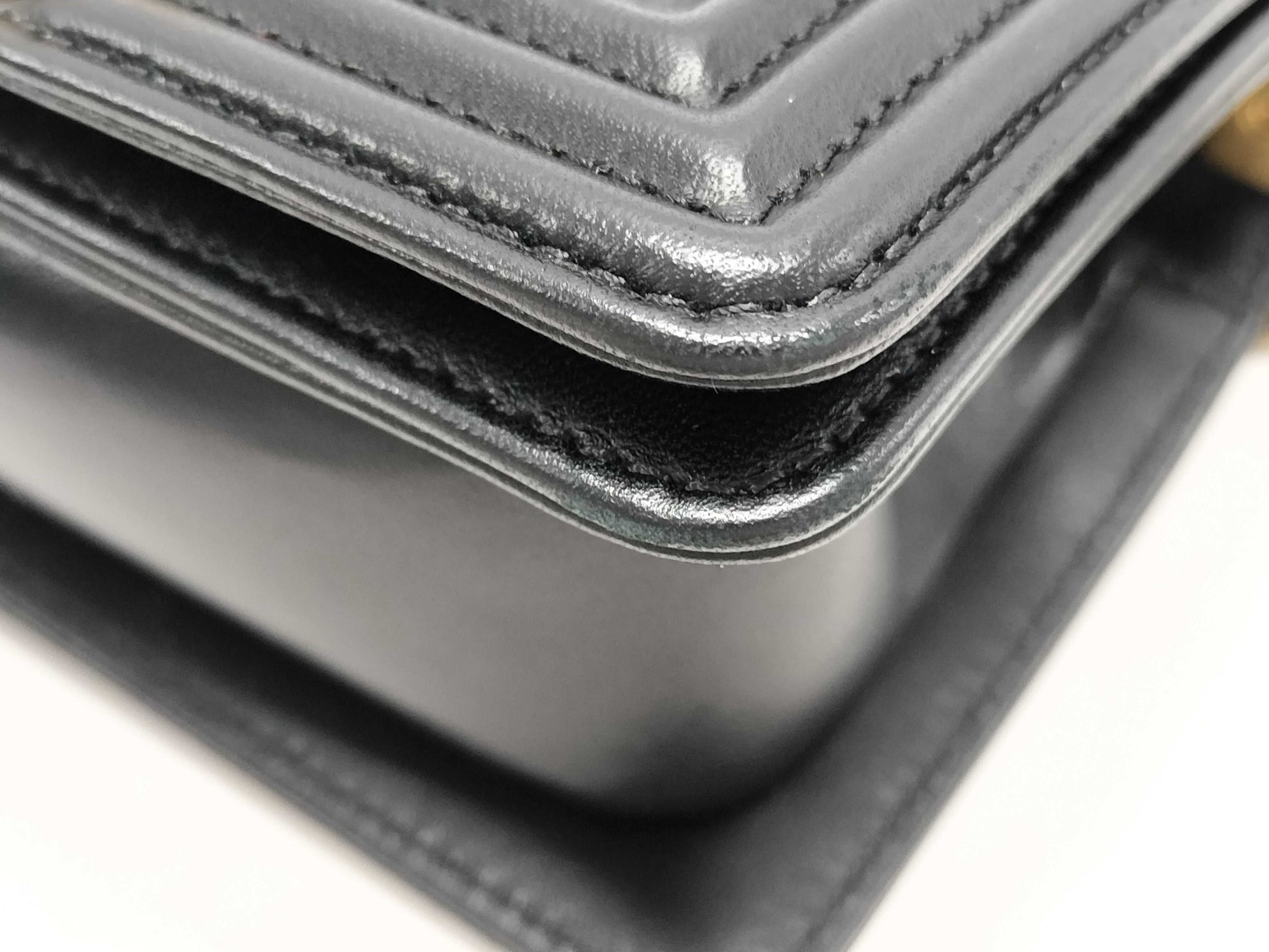 CHANEL Lambskin Boy Chanel Mini Chain Shoulder Bag Black Shoulder Bag