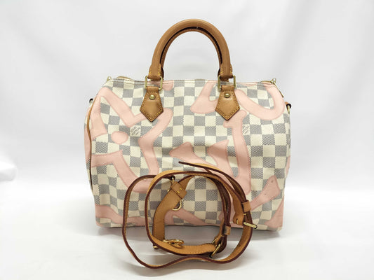 LOUIS VUITTON Damier Azur Tahiti Speedy Bandouliere 30 Handbag
