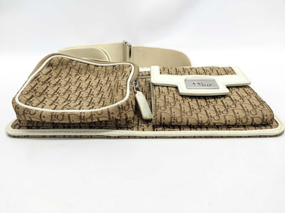 Dior Trotter Street Chic Belt Bag Brown x White with Silver Hardware Waist Bag