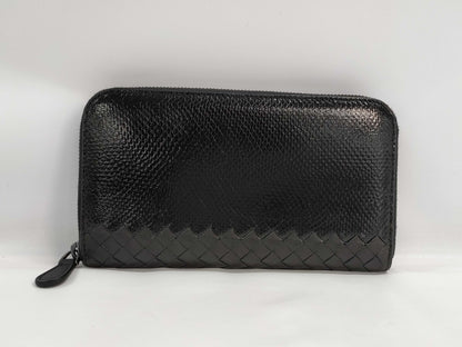 BOTTEGA VENETA Intrecciato Wallet in Black Python