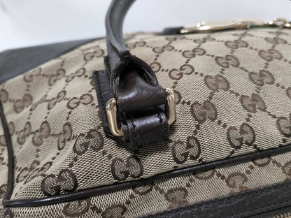 GUCCI GG Canvas 141503 Horsebit Boston Bag Canvas/Leather Beige/Brown Boston Bag