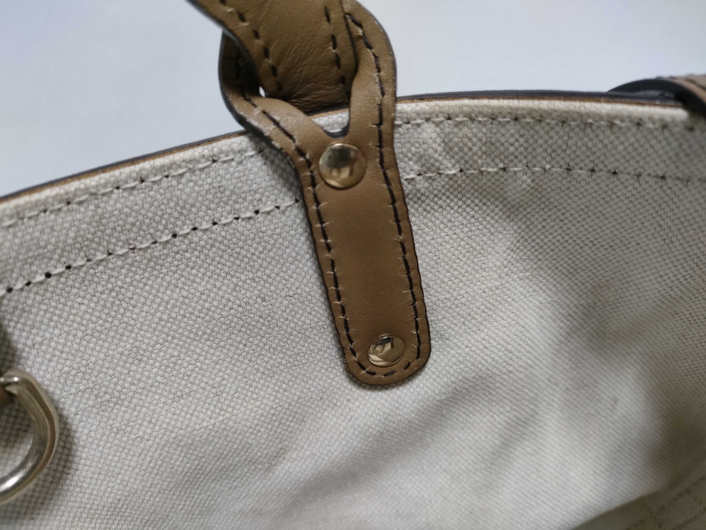 GUCCI GG Canvas 269878 GG Tote Bag Canvas/Leather Beige Tote Bag