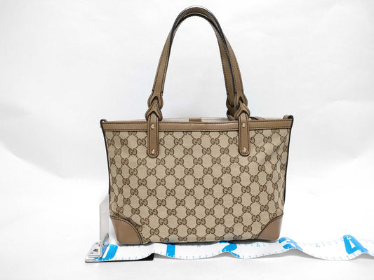 GUCCI GG Canvas 269878 GG Tote Bag Canvas/Leather Beige Tote Bag