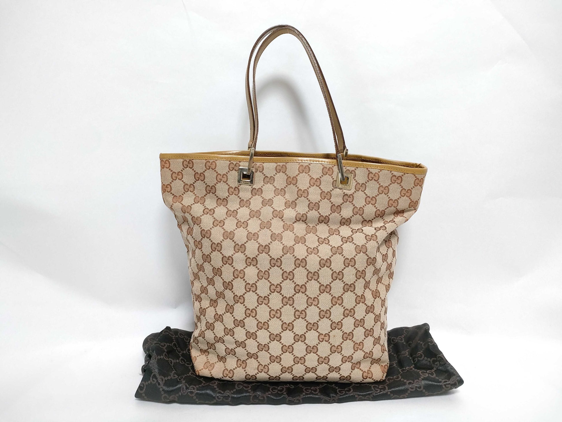 GUCCI GG Canvas 002.1098.3444 GG Tote Bag Canvas/Leather Beige/Camel Tote Bag