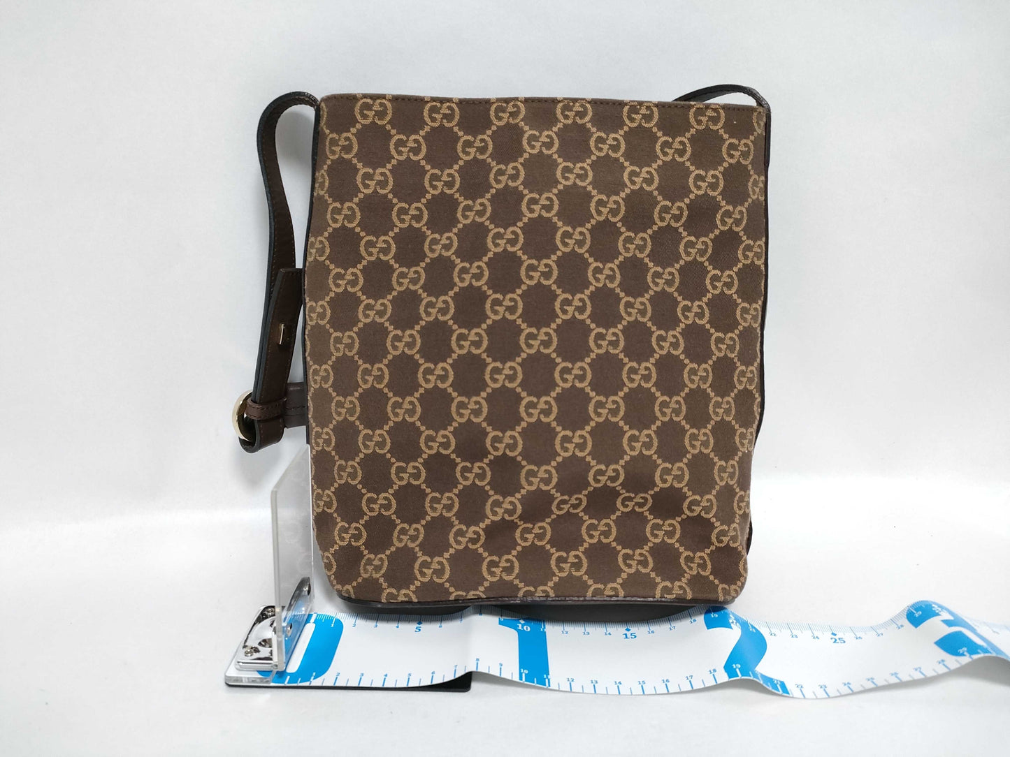 GUCCI GG Canvas 001.4286.001998 GG Semi-Shoulder Bag Canvas/Leather Brown Shoulder Bag