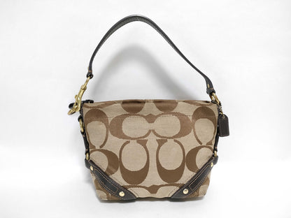 COACH Signature 40347 Signature Handbag Canvas/Leather Beige/Brown Handbag