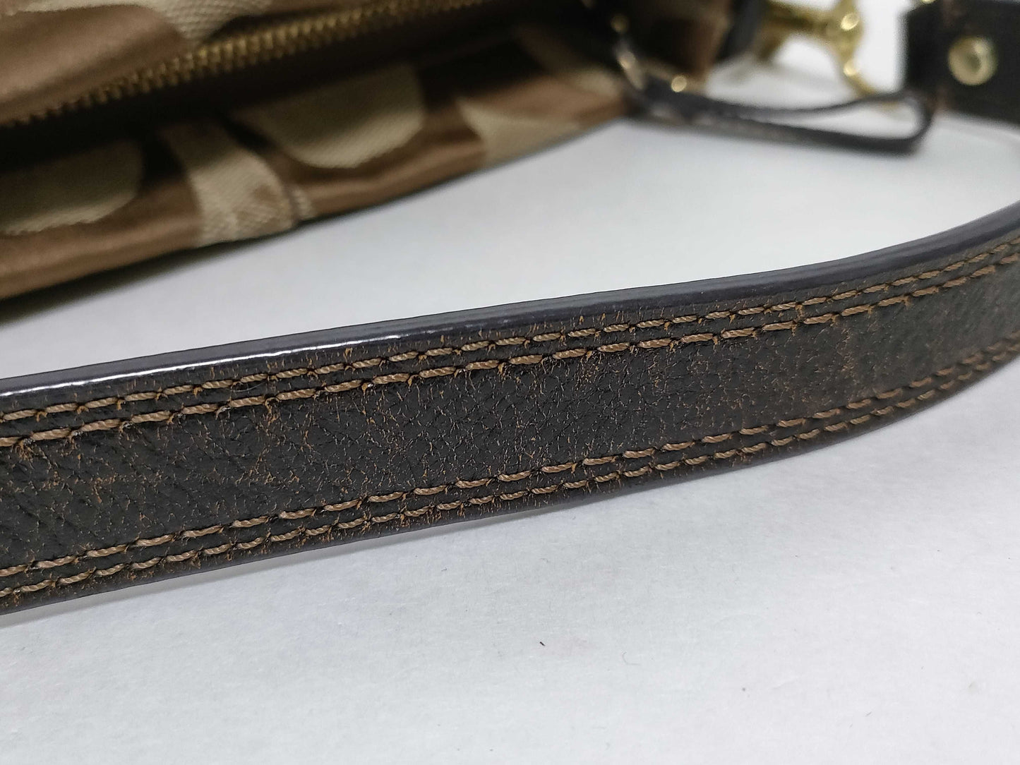 COACH Signature 40347 Signature Handbag Canvas/Leather Beige/Brown Handbag