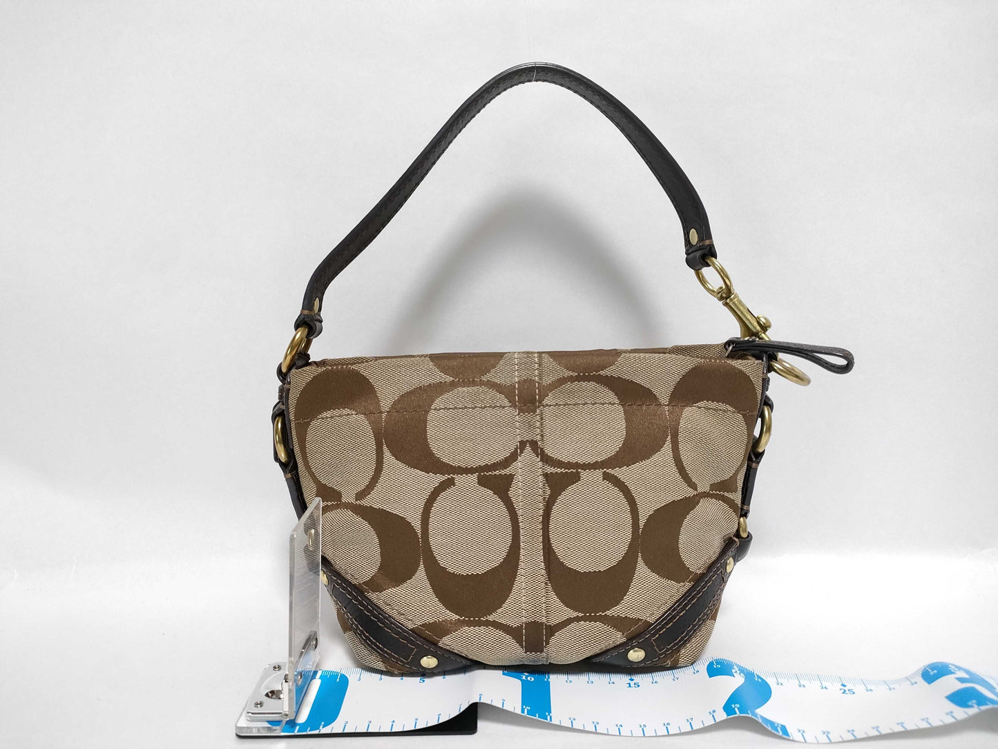 COACH Signature 40347 Signature Handbag Canvas/Leather Beige/Brown Handbag