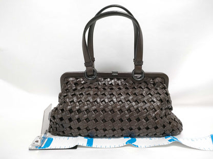 BOTTEGA VENETA Intrecciato 134498 Intrecciato Handbag in Dark Brown Lambskin