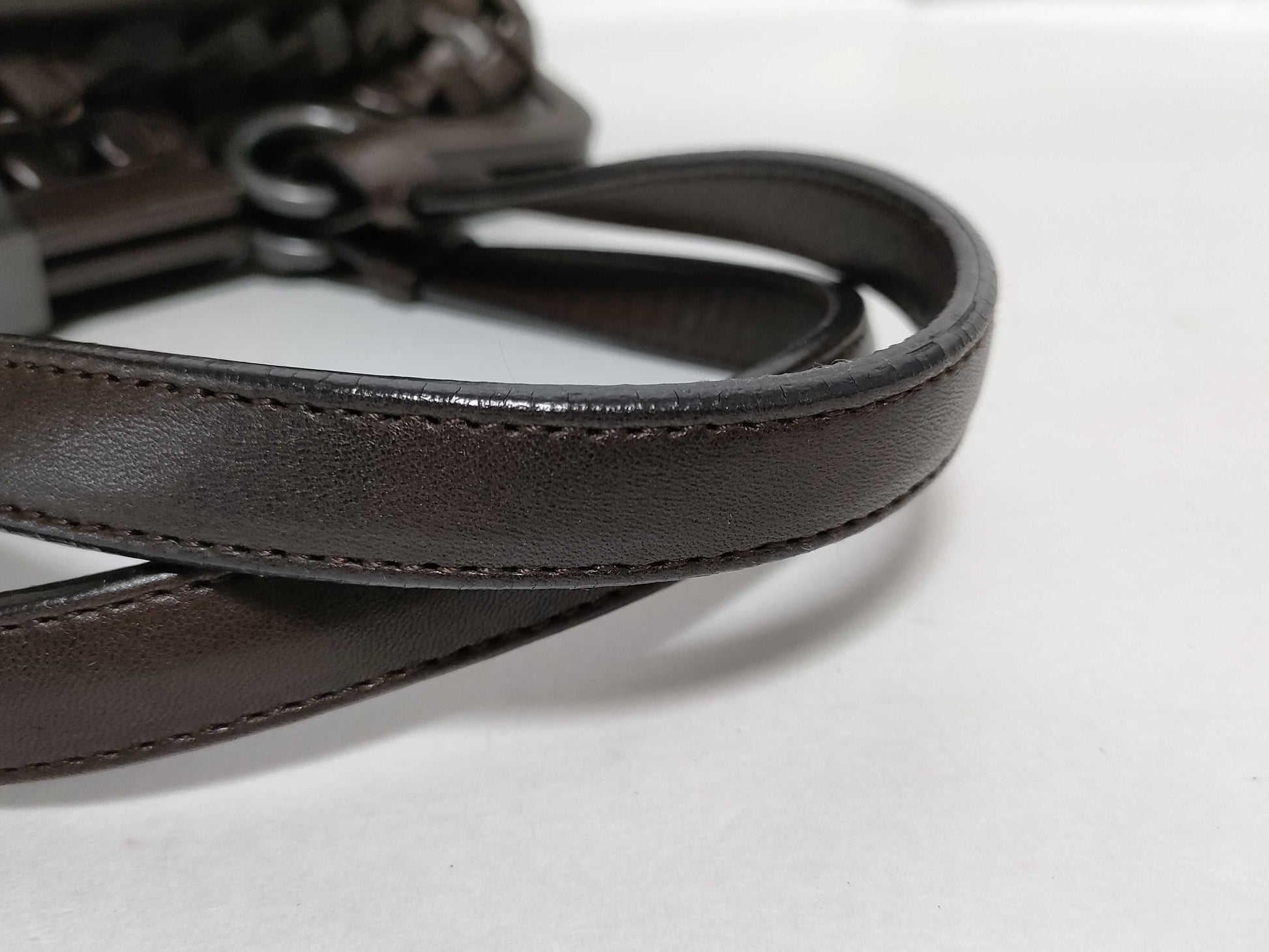 BOTTEGA VENETA Intrecciato 134498 Intrecciato Handbag in Dark Brown Lambskin