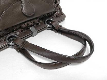 BOTTEGA VENETA Intrecciato 134498 Intrecciato Handbag in Dark Brown Lambskin