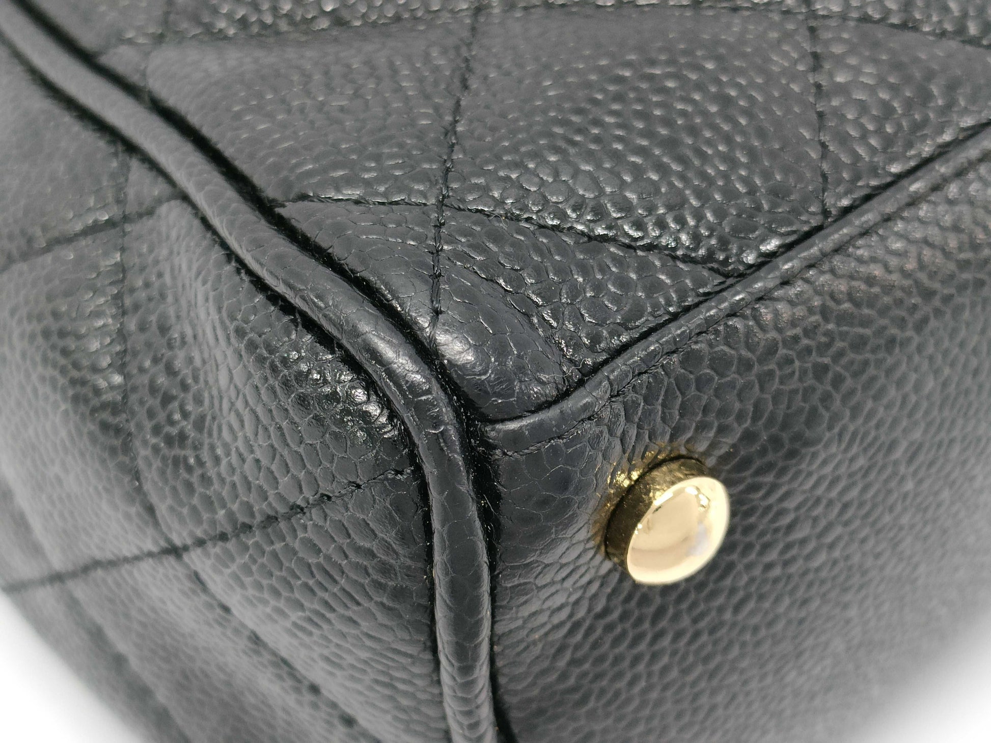 CHANEL CHANEL Matelasse Caviar Skin Deca Coco Mini Boston Bag, Handle Unbroken, Card and Sticker Included