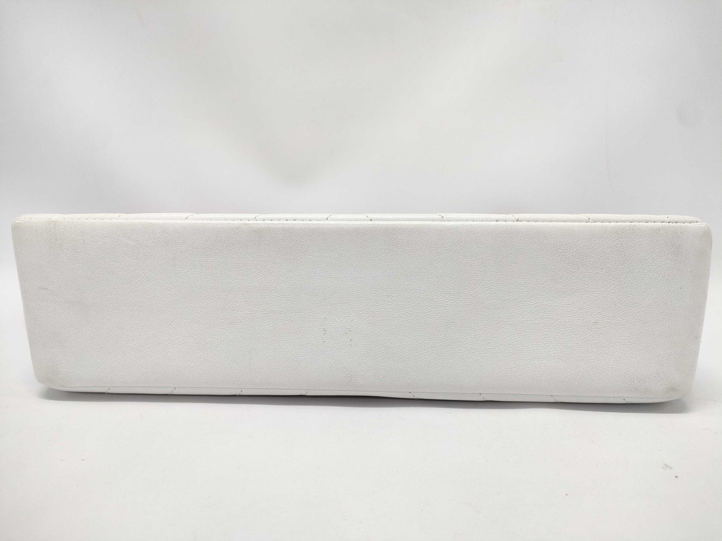 CHANEL V-stitch W-flap Shoulder Bag, No. 2, White, Card and Seal Included, Excellent Condition