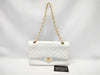 CHANEL V-stitch W-flap Shoulder Bag, No. 2, White, Card and Seal Included, Excellent Condition