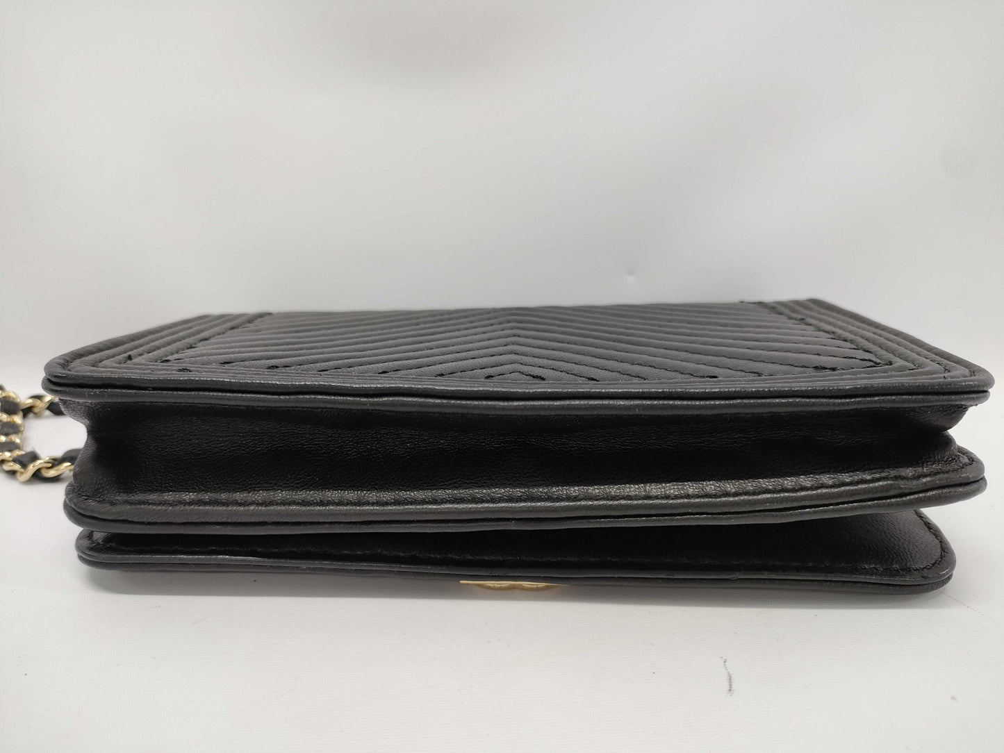 CHANEL Chevron V-Stitch Chain Wallet Black 23 Series Box and Sticker Included Shoulder Bag