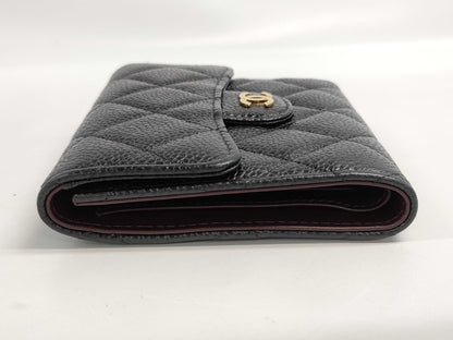 CHANEL Matelasse Caviar Leather Tri-fold Wallet, No. 22, Black
