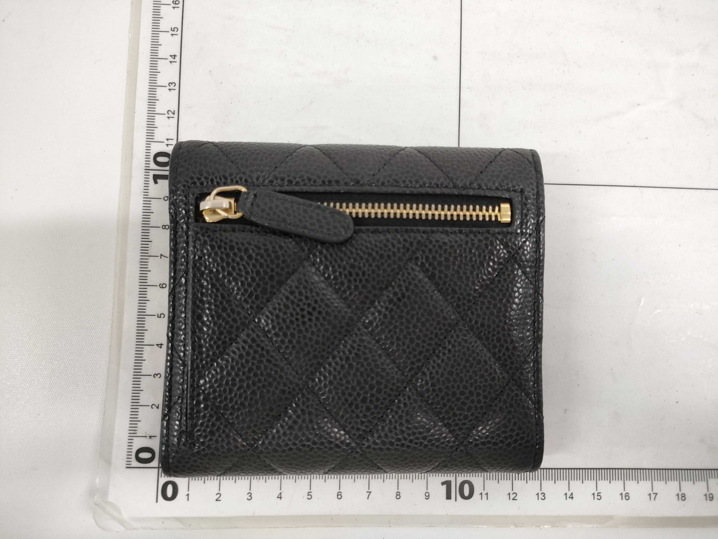 CHANEL Matelasse Caviar Leather Tri-fold Wallet, No. 22, Black